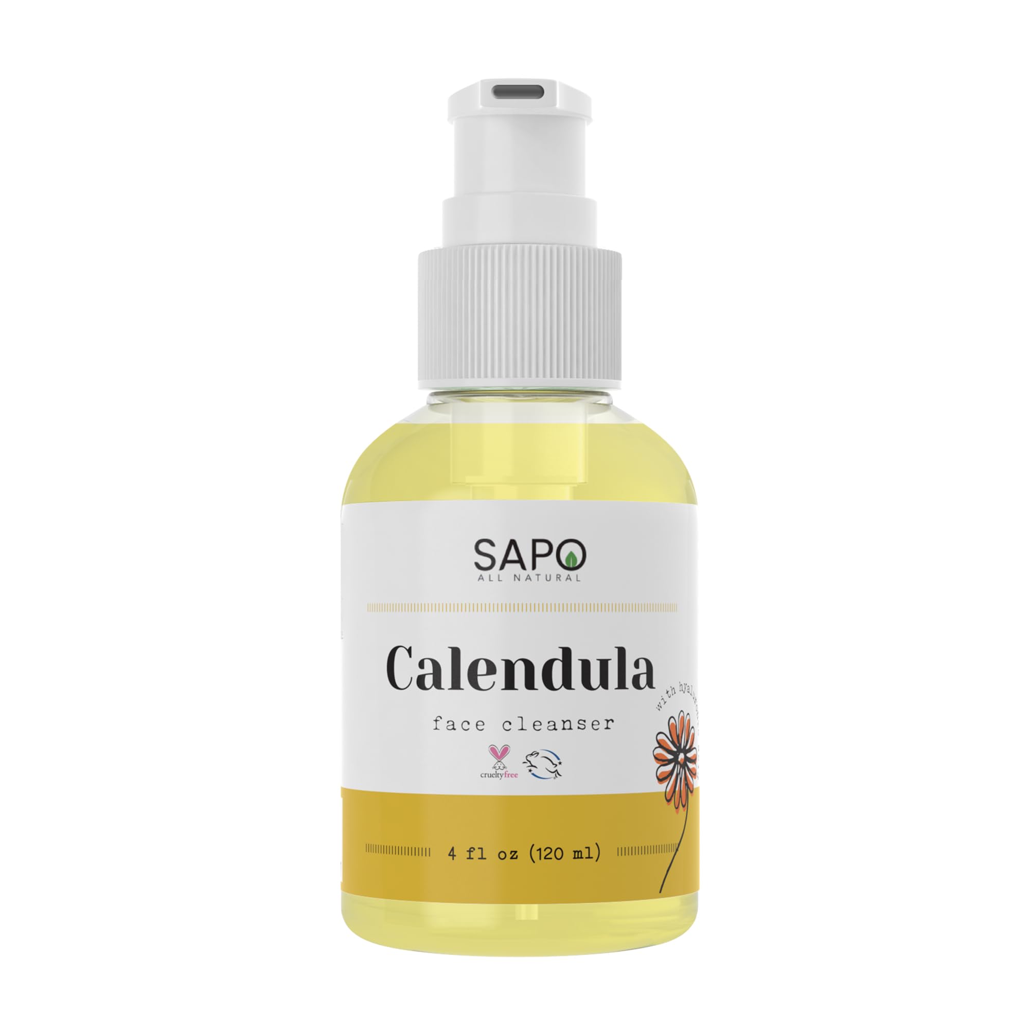 Calendula Hyaluronic Acid Glycerin Coconut Oil Face Wash - Deep Cleansing Daily Cleanser for Oily & Acne Prone Skin, 4